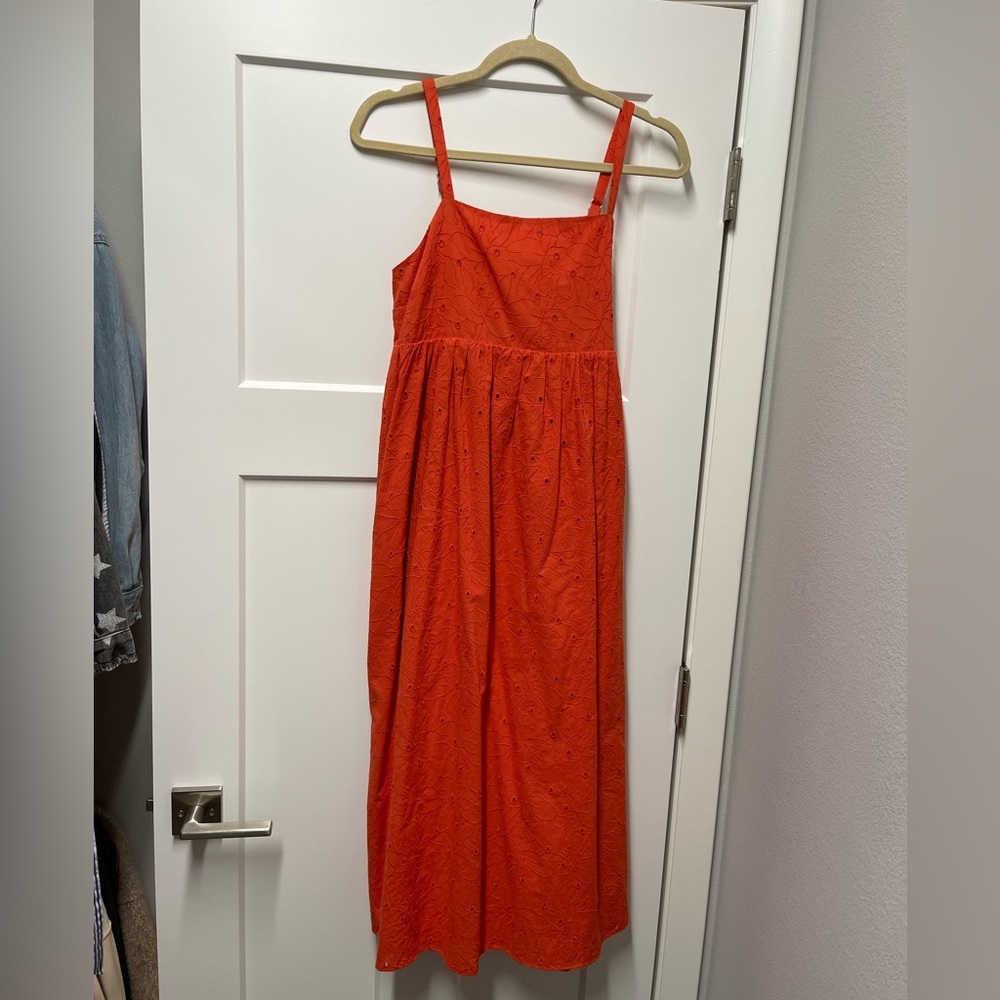 Madewell Orange midi eyelet dress size S - only worn a couple of times!